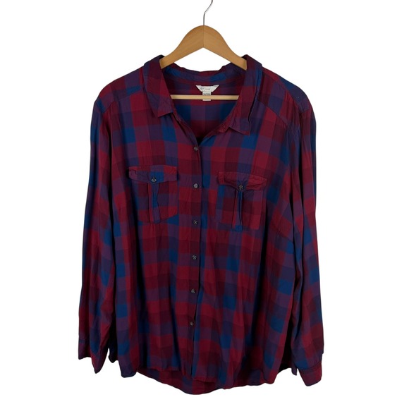 Est 1946 Tops - Cato Est 1946 Plaid Button Up Shirt Size 26/28W Lightweight Grunge Relaxed Fall